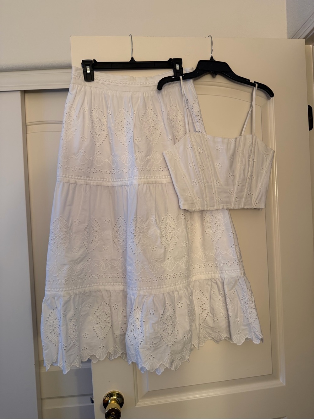 Jason Wu White Eyelet Tiered 2-piece  skirt and crop top set